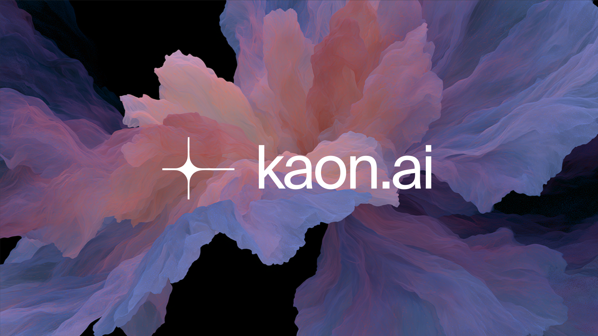 Particle Bloom kaon.ai mark over a soft coral and blue flower